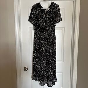 Hayden Black and White Floral Midi Dress